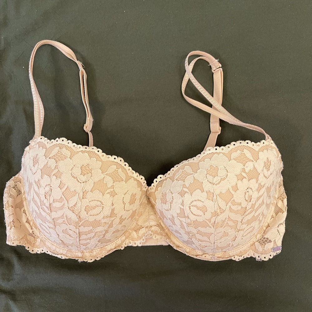Beige lace push-up bra by PINK